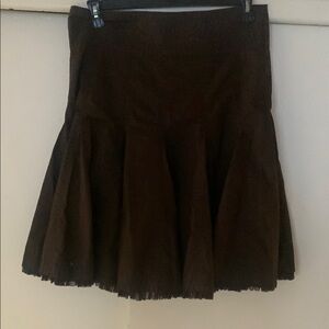 CAbi Brown Mini Skater Skirt with Pleats